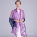 High quality new arrival fashion hand embroidery scarf design blend silk scarf dubai
